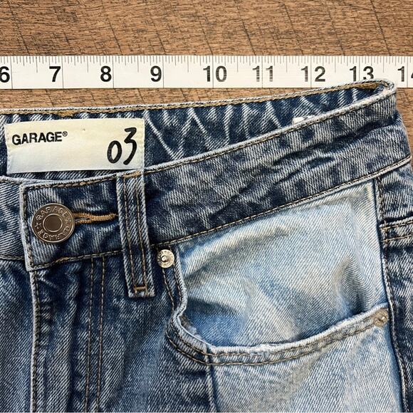 Garage Light Dark Denim Jeans Size 3 Raw Hem Unique Rare Edgy Alternative Patch - Picture 5 of 9